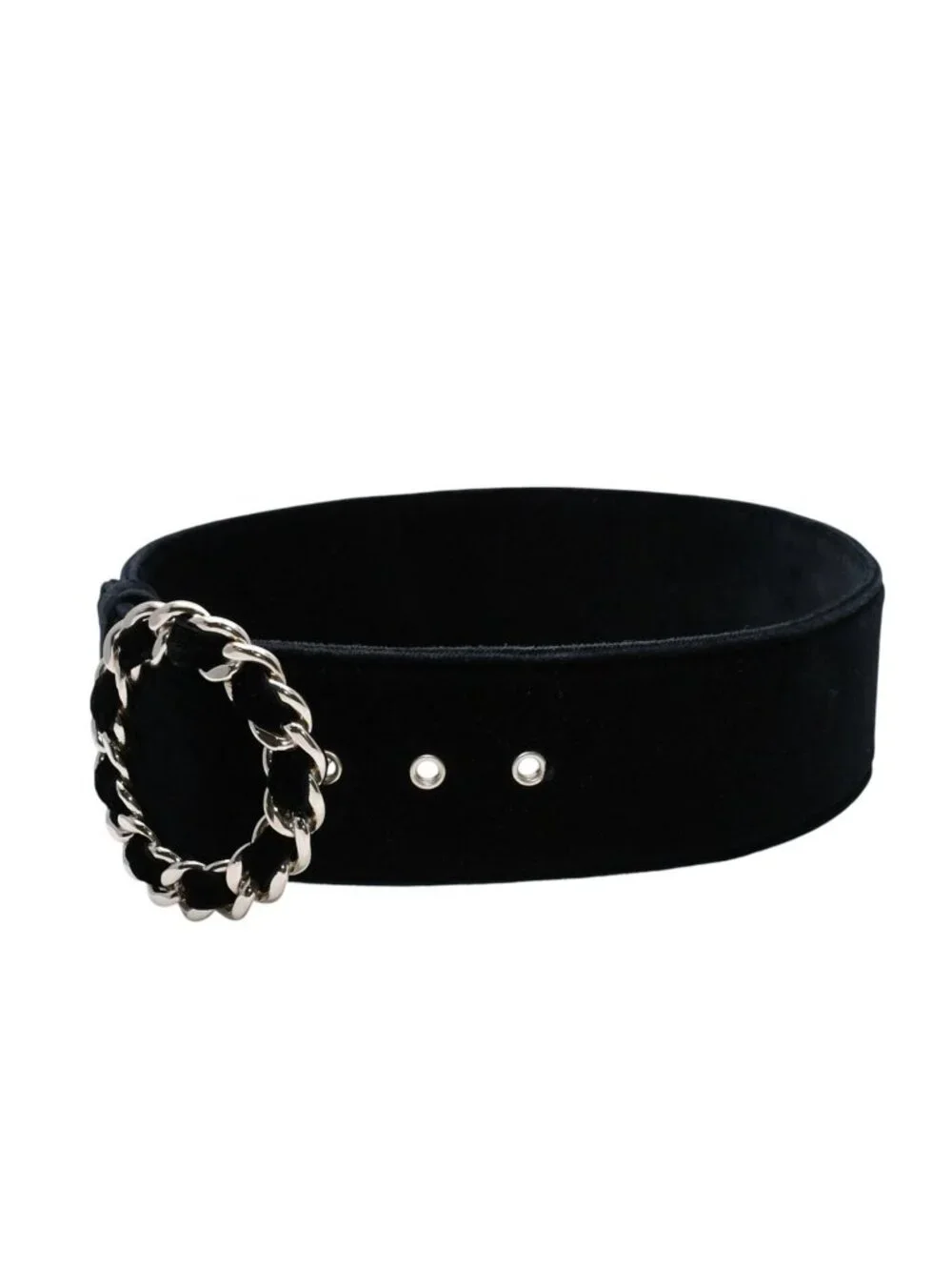Chanel Belt Velvet Velour 65/26 Black Gold